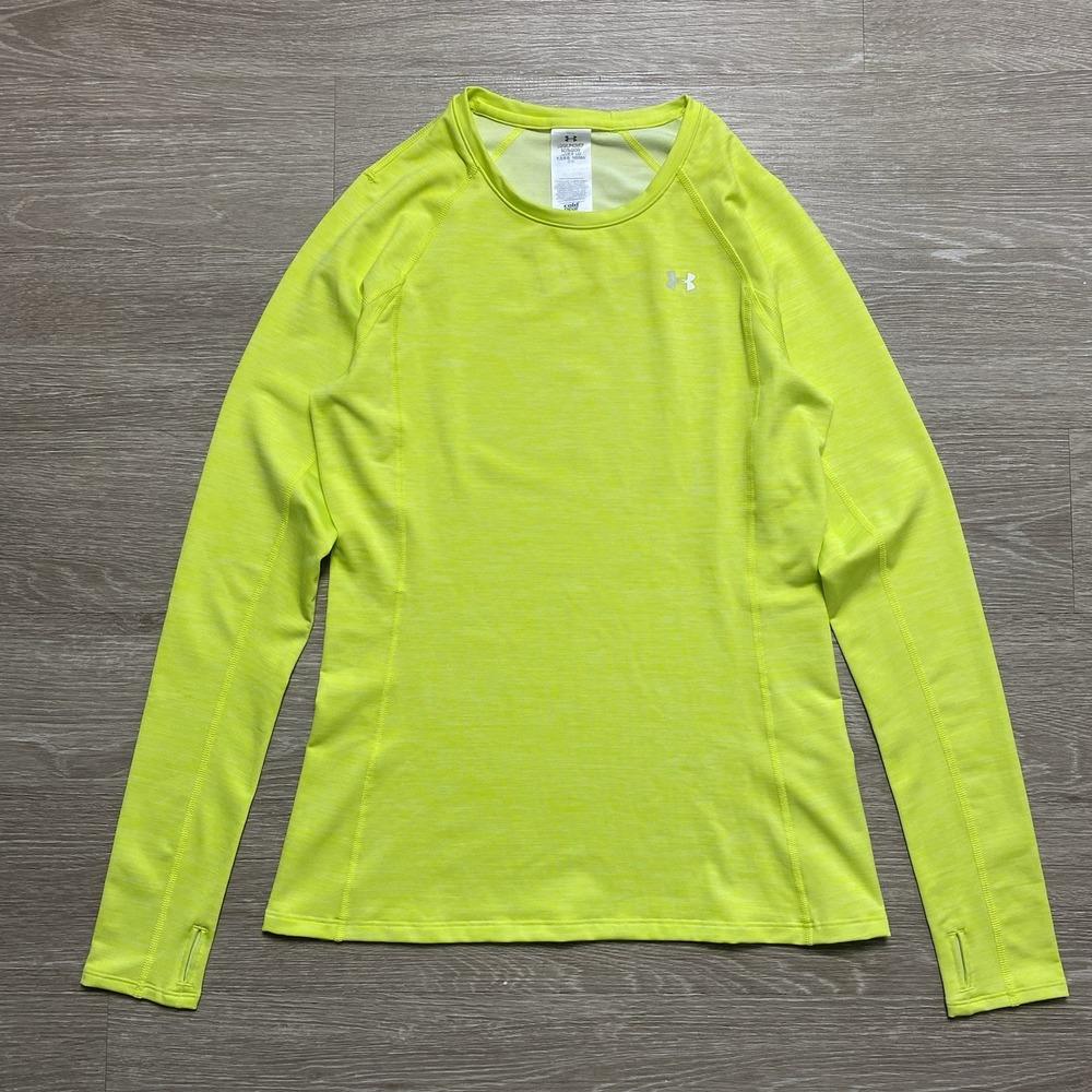 NWT Under Armor ColdGear Compression Shirt Women's L Neon Green Long Sleeve